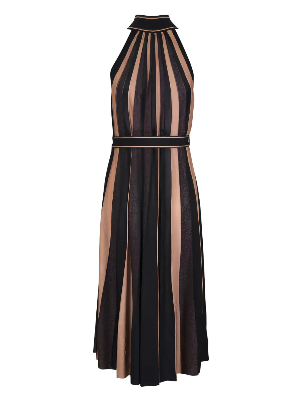 ZIMMERMANN Hypnotic gestreepte midi-jurk met halternek - Zwart