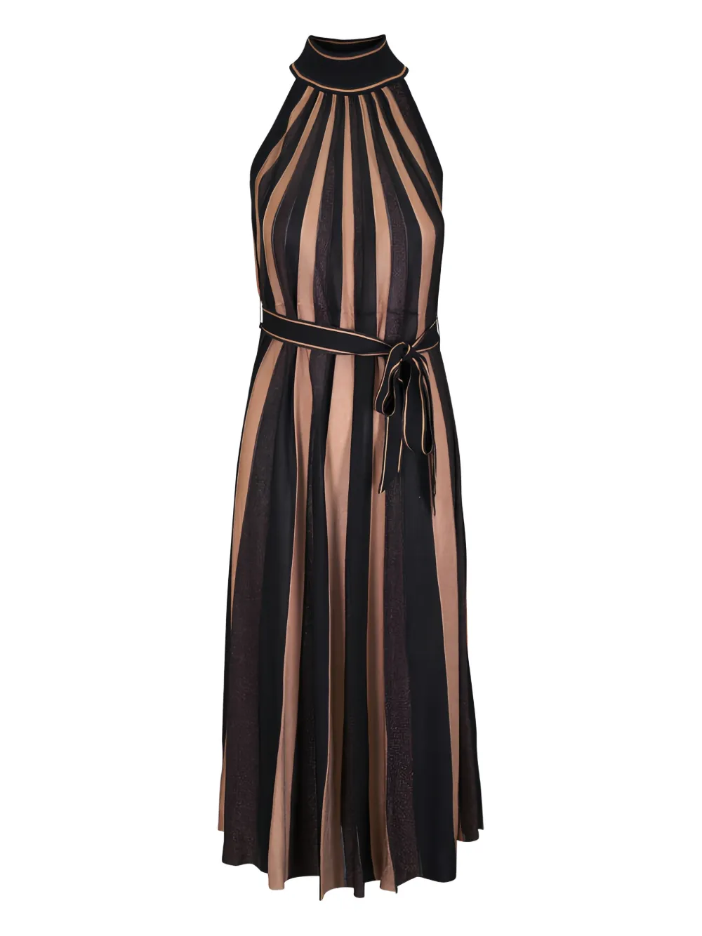 ZIMMERMANN Hypnotic striped halterneck midi dress - Nero