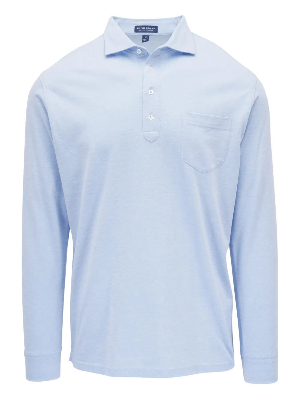 Peter Millar Long-sleeved Pocket Polo Shirt In Blue