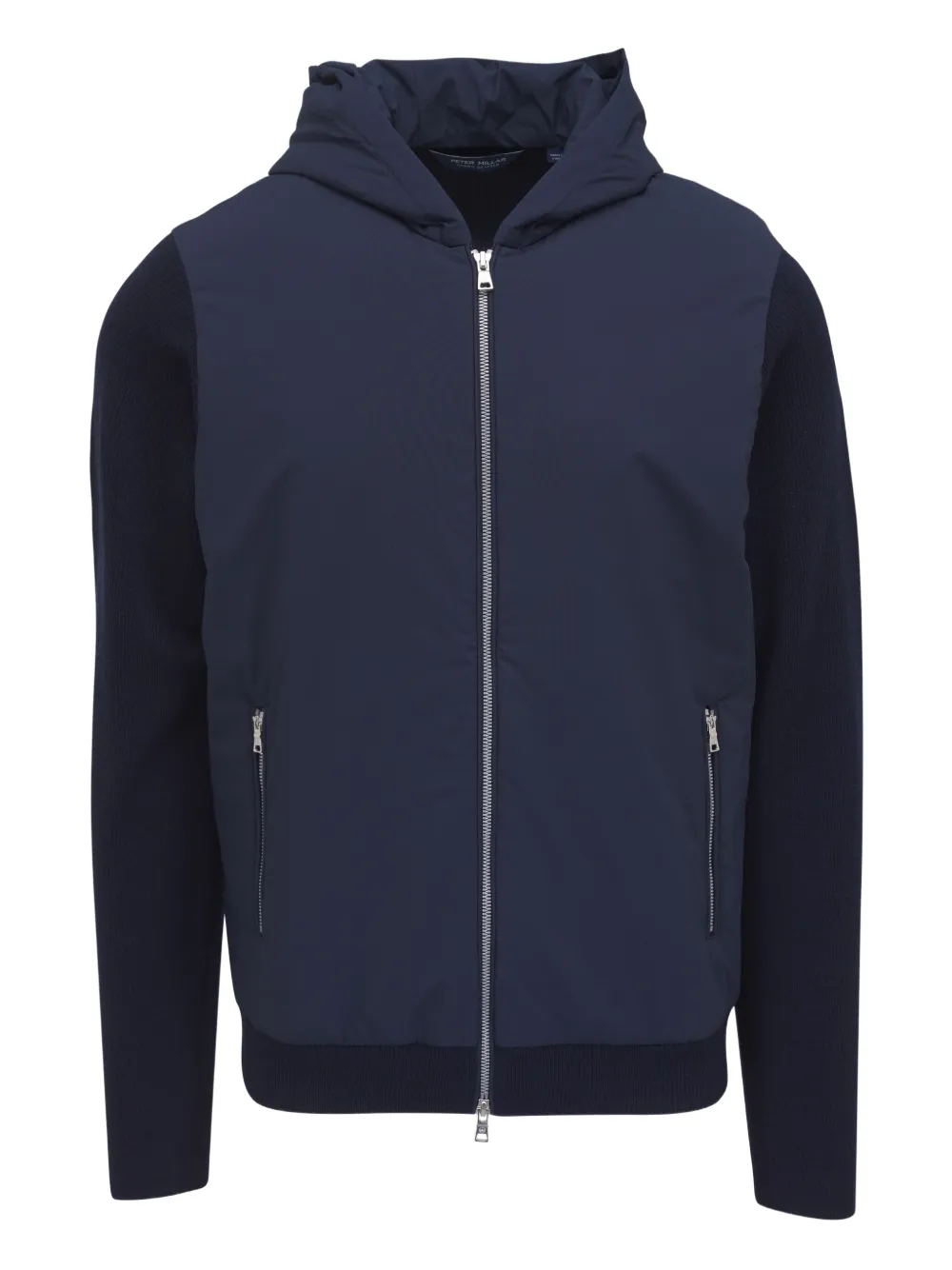 Peter Millar Ribbed-knit Hoodie In Blue