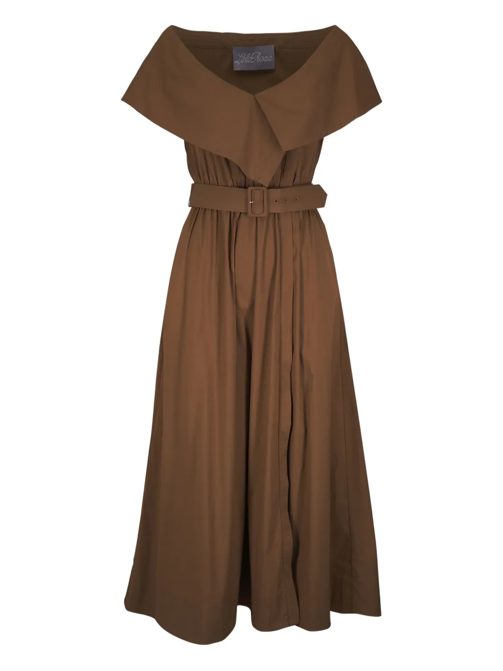 Lela Rose Belted Midi Dress In Brown