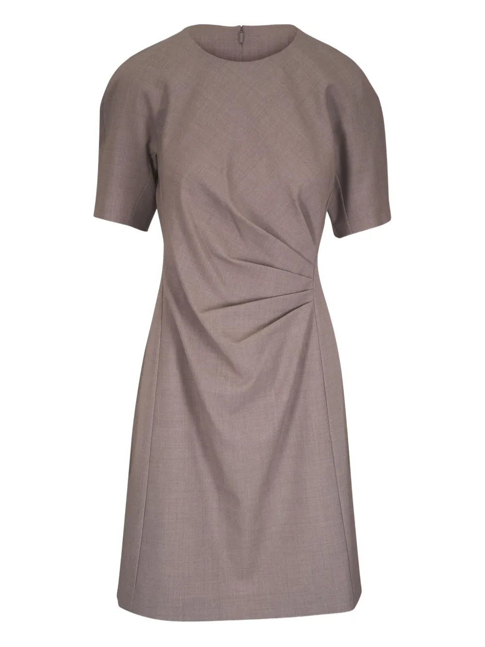 Lafayette 148 Short-sleeved Ruched Day Dress In Transparent