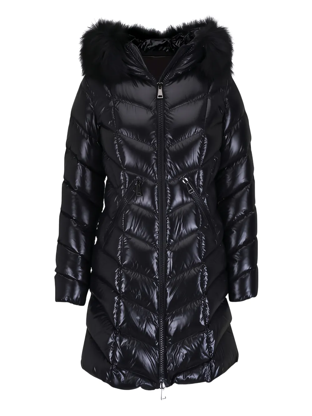 Moncler Zip-up Puffer Coat In Black