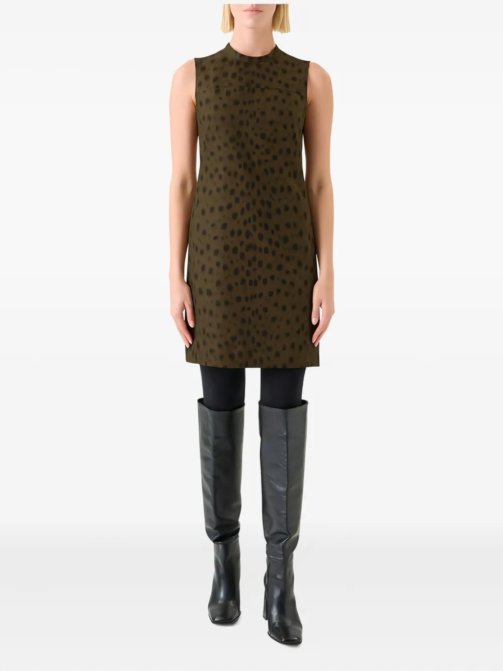 Akris Punto leopard-print sleeveless mini dress - Green