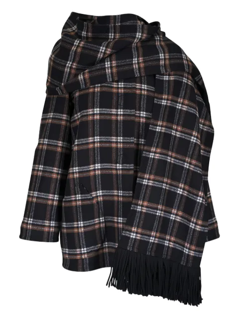 Akris Punto plaid fringed coat