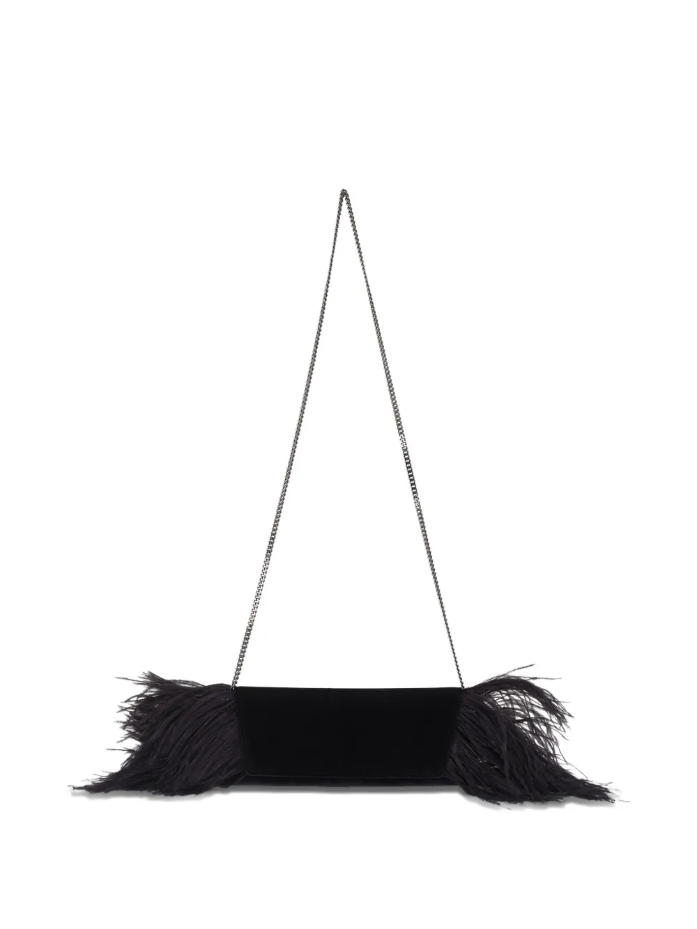 Akris Fluwelen clutch met veren afwerking - Zwart