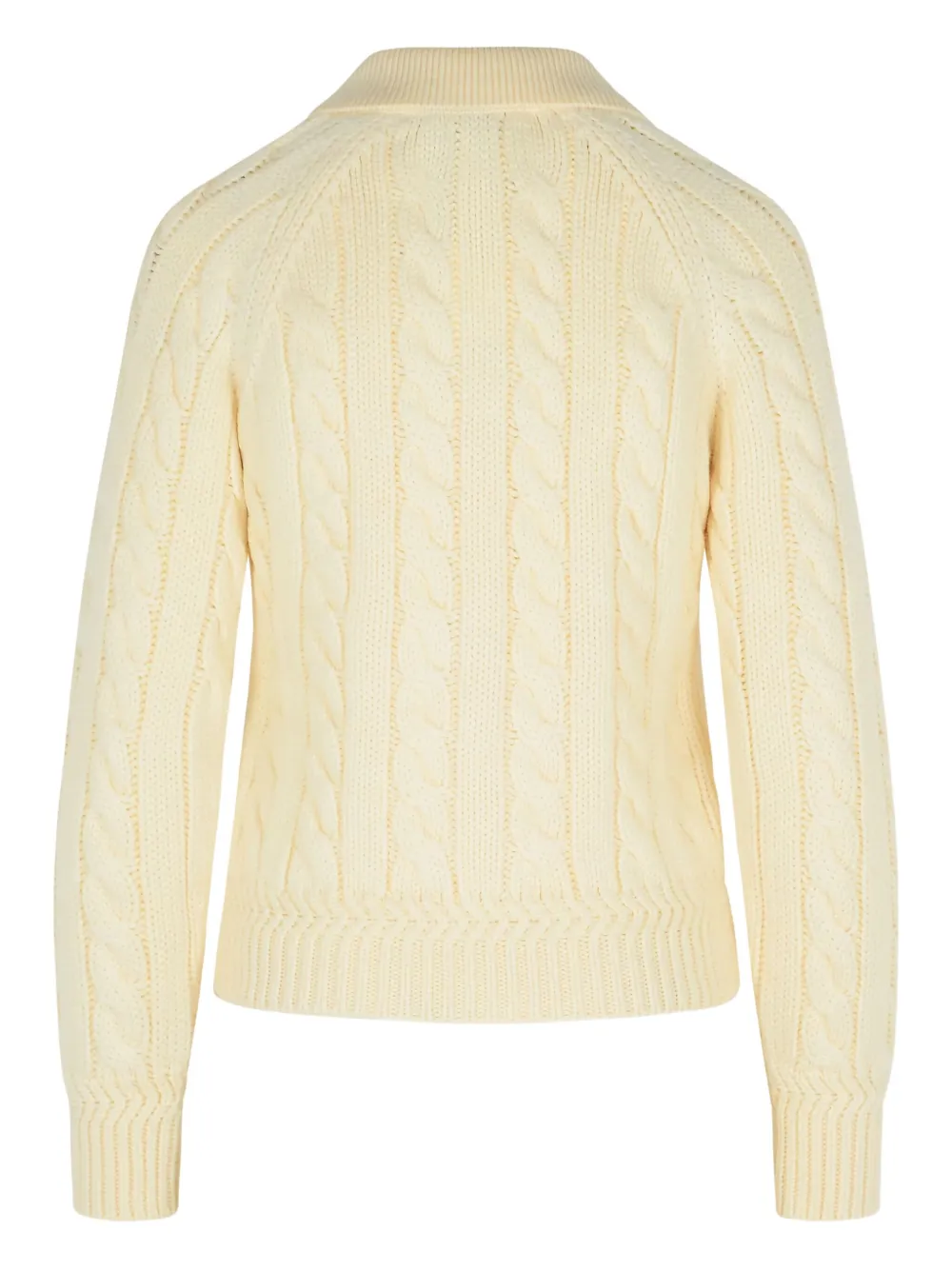 Bally Merino Wool Cable Knit Sweater Collared In Yellow