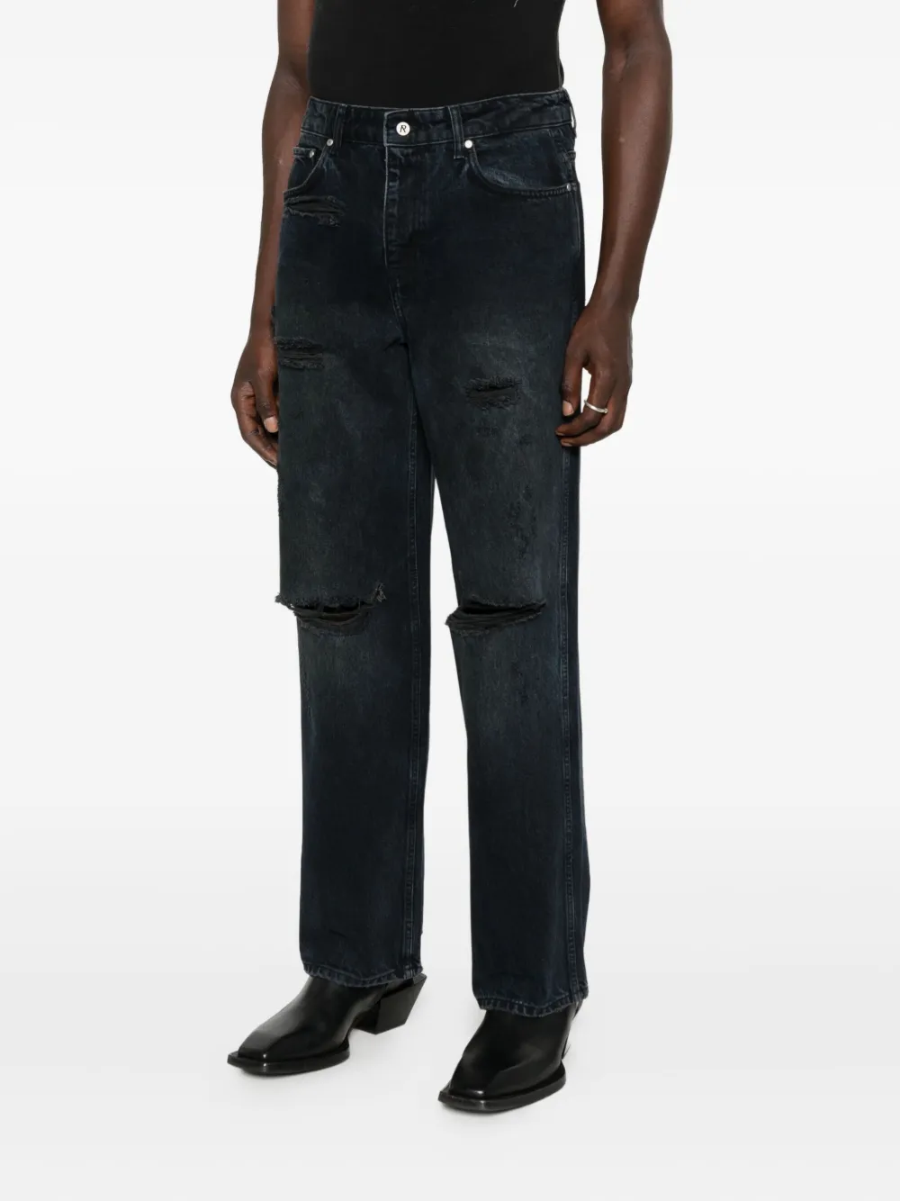 Represent R3 Distressed Baggy Denim In Black