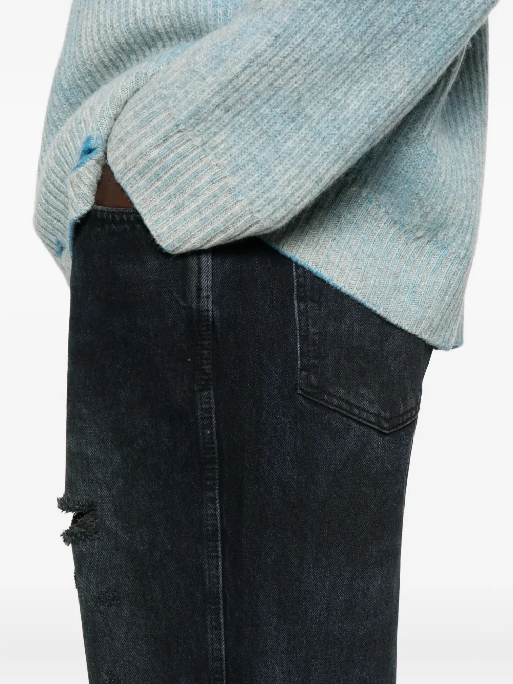 Represent R3 Distressed Baggy Denim In Black