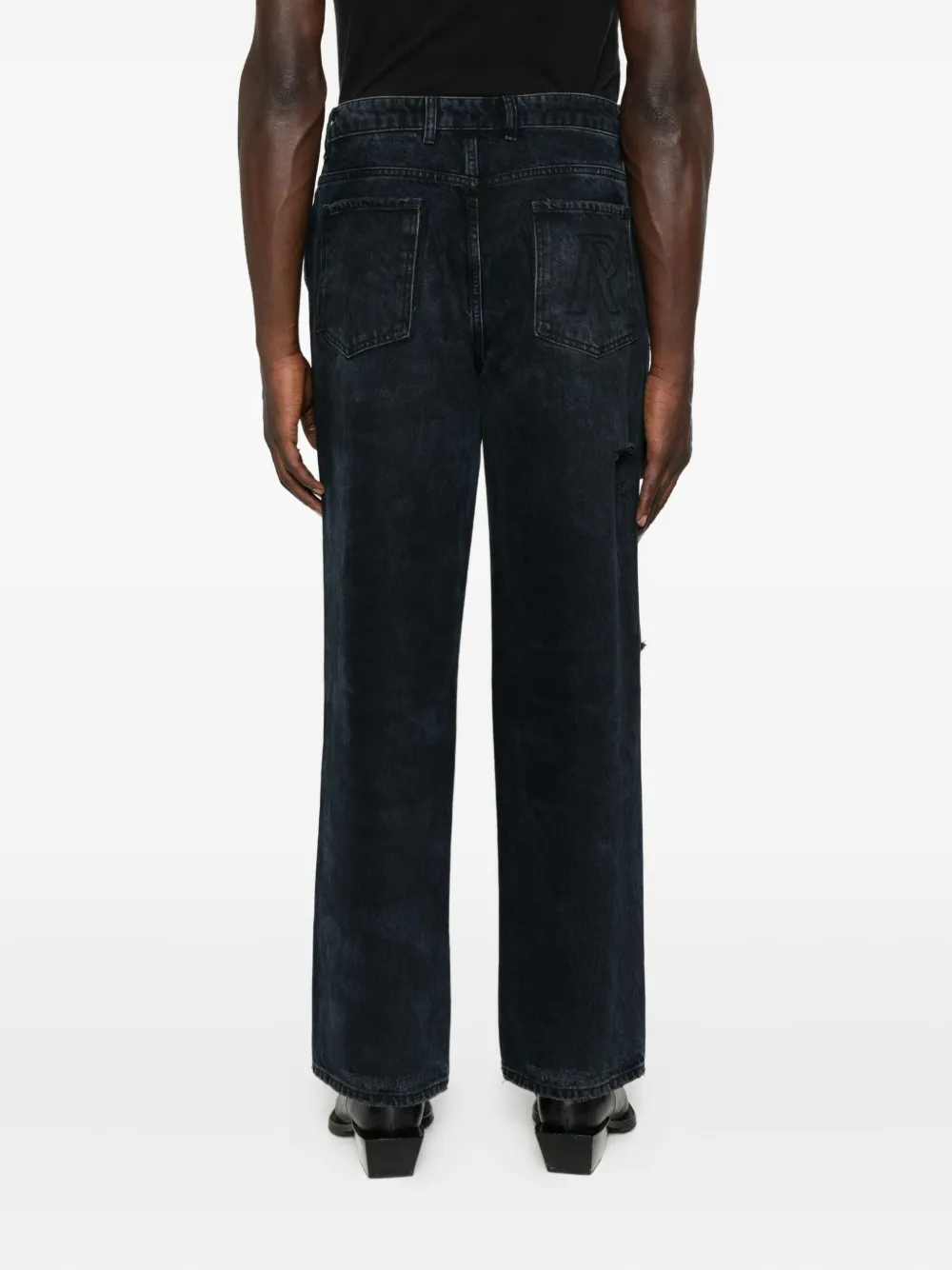 Represent R3 Distressed Baggy Denim In Black