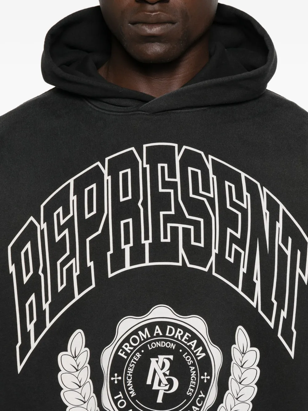 Represent Long-sleeved Hooded Sweatshirt In Black