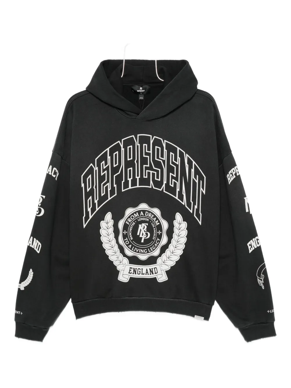 Represent Long-sleeved Hooded Sweatshirt In Black