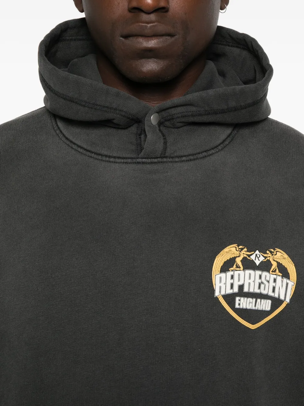 Represent Logo-embroidered Hoodie In Black
