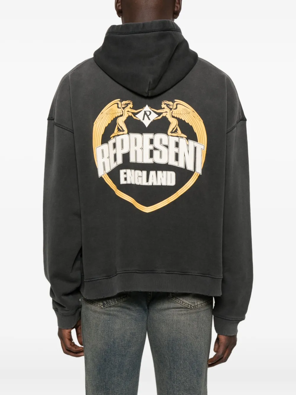 Represent Logo-embroidered Hoodie In Black