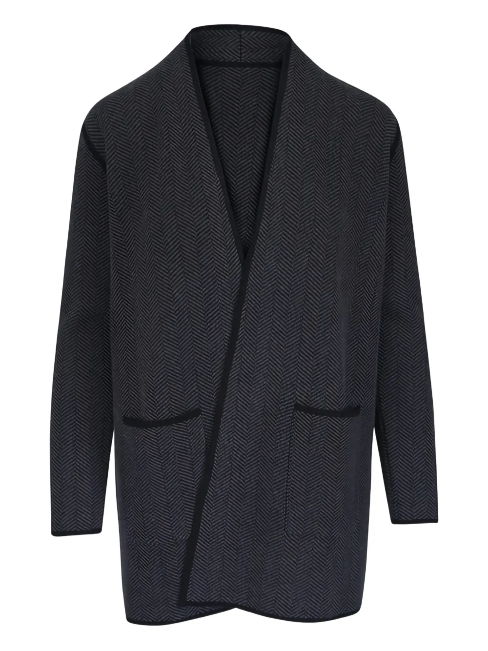 Kinross Cashmere herringbone pocket coat - Grigio