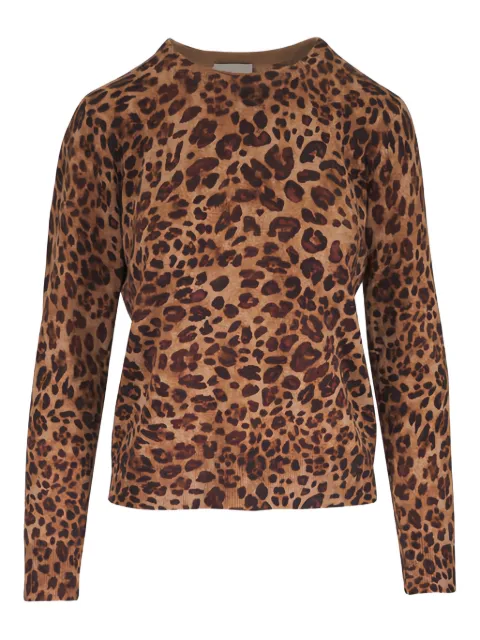 Kinross Cashmere leopard-print crew-neck sweater