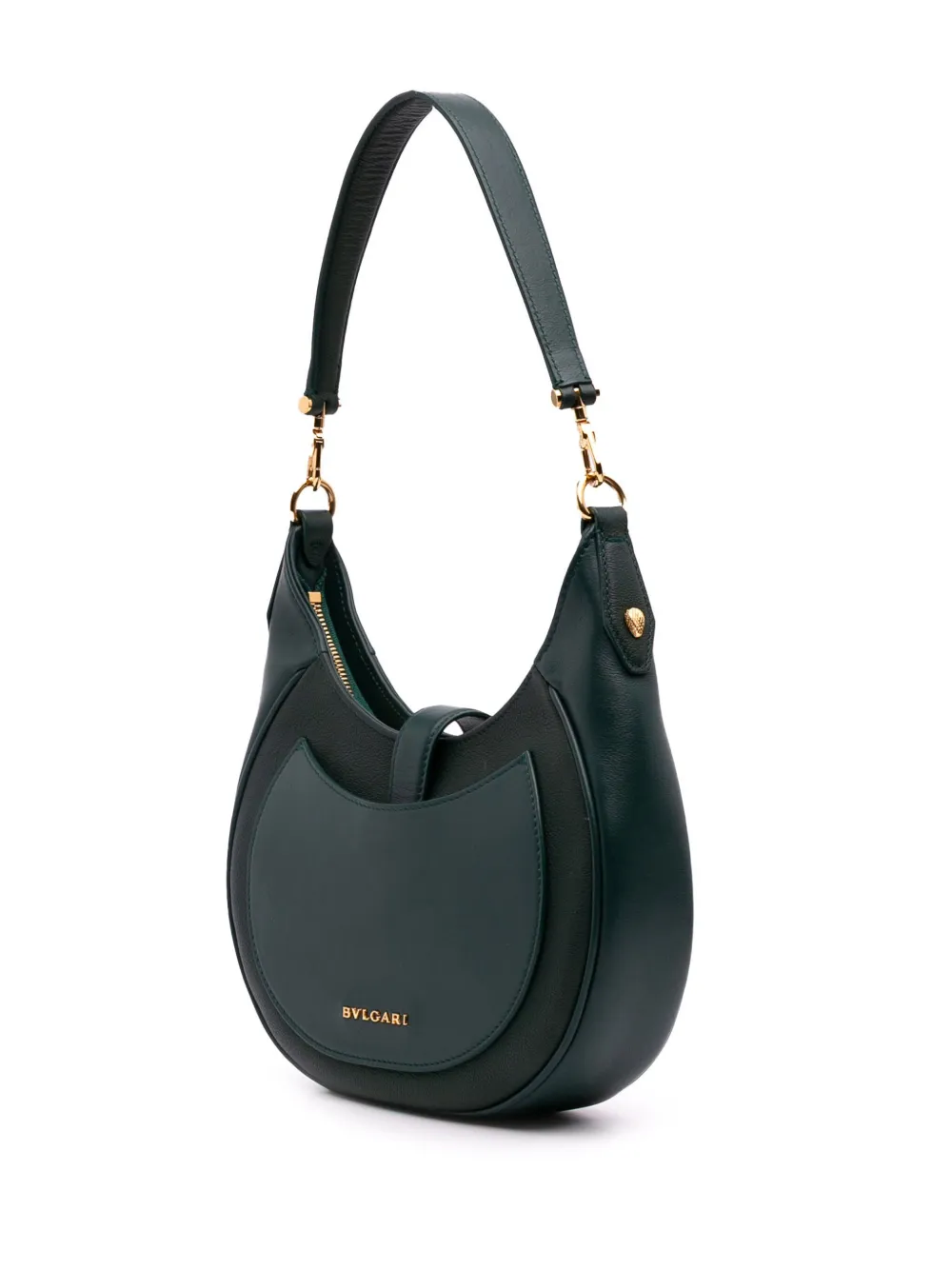 Pre-owned Bvlgari 2021-2025 Small Leather Serpenti Ellipse Satchel In Green