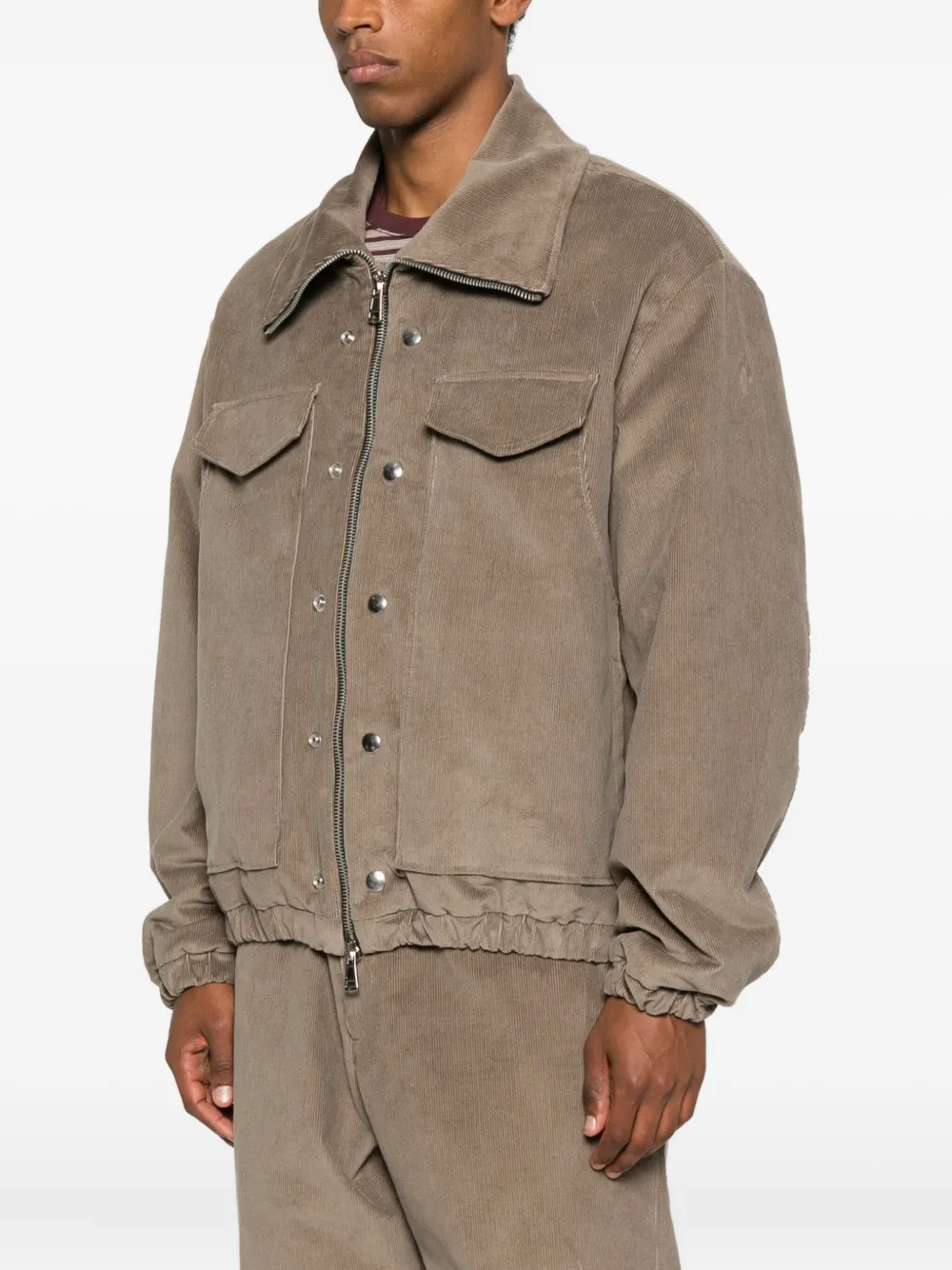  State Of Order Corduroy Zip Jacket - Brown 