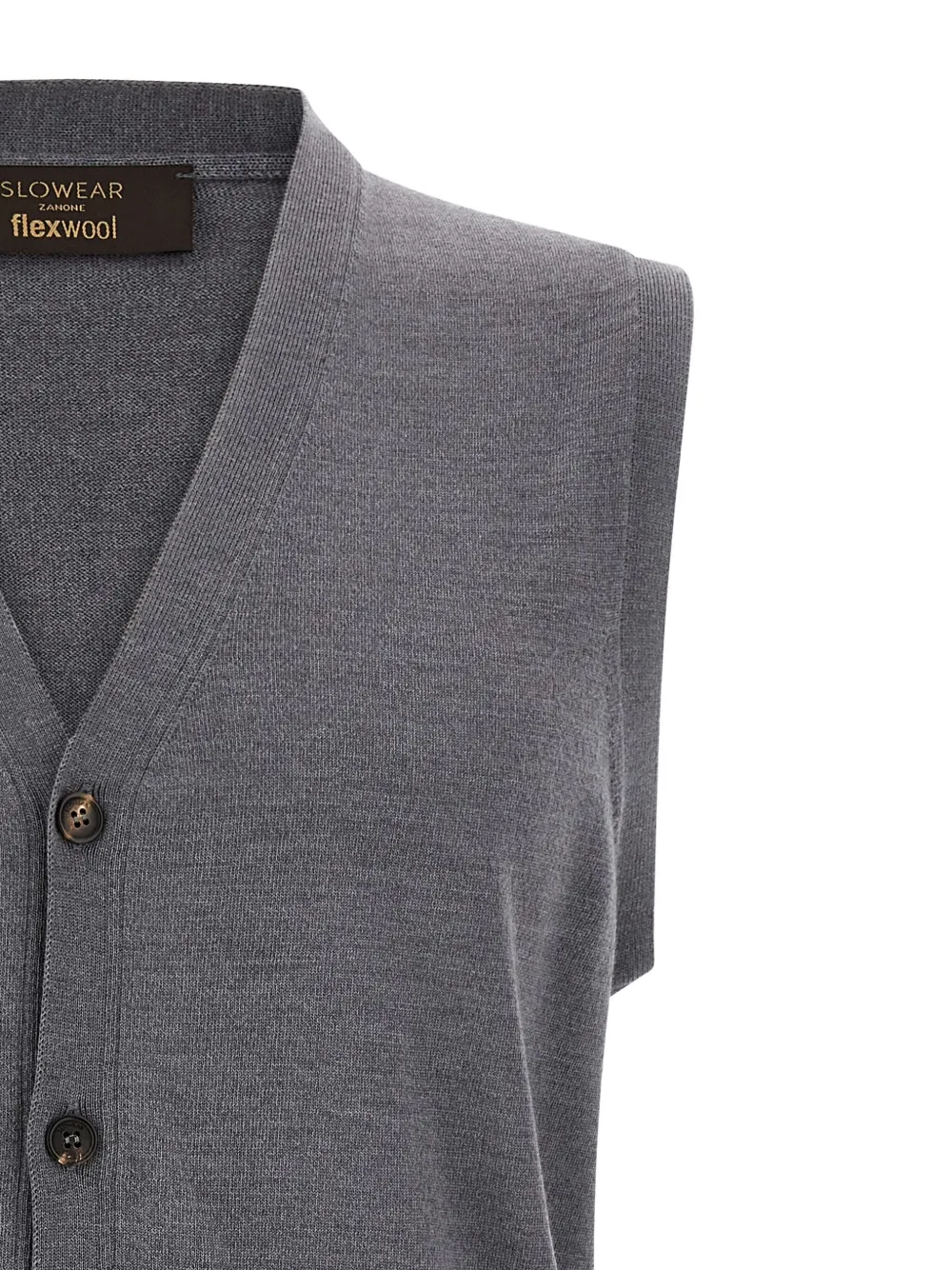 Zanone Knit Sleeveless Vest V-neckline In Gray
