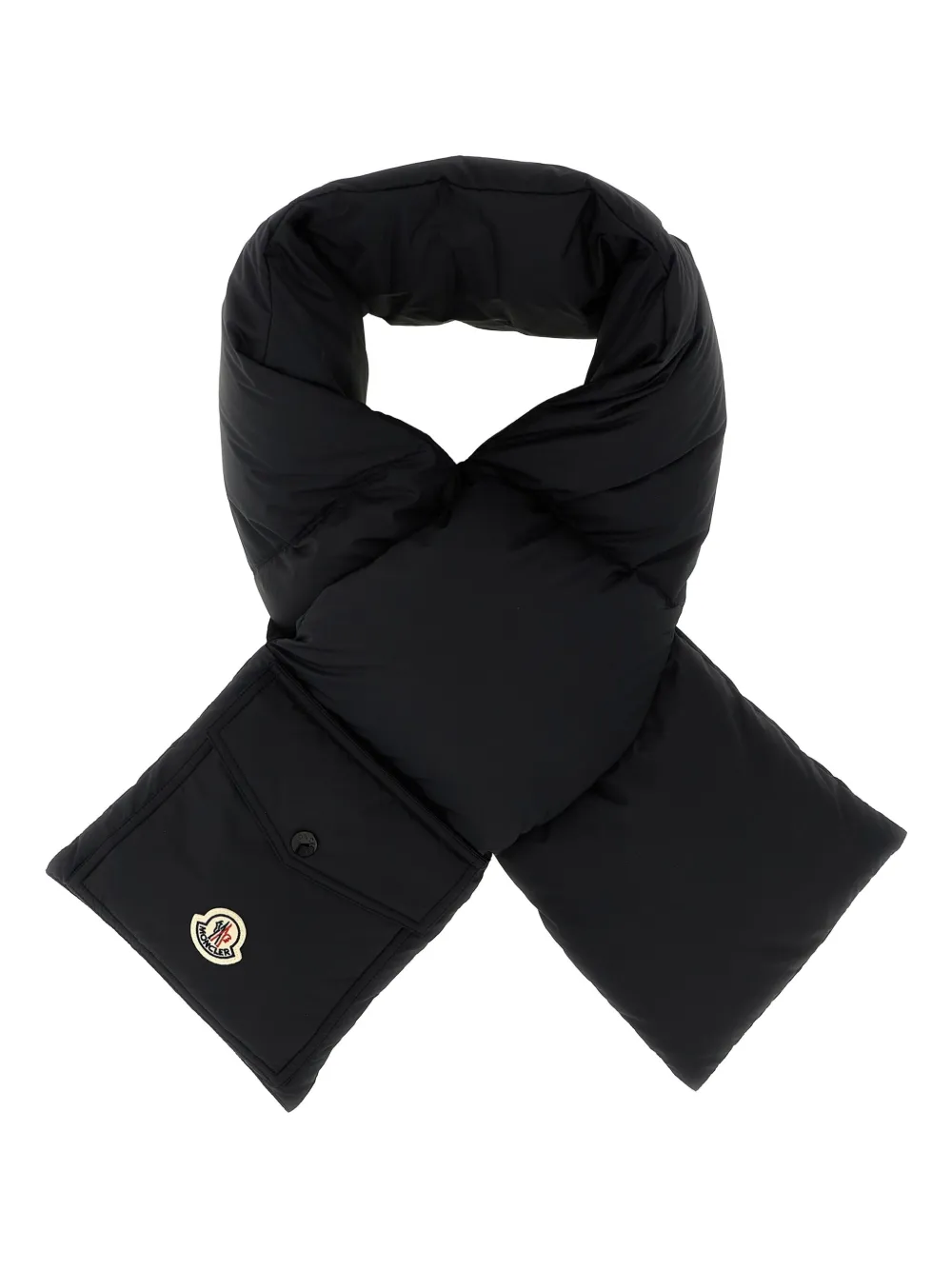 Moncler Insulated Scarf Featuring Buttoned Pocket In Black