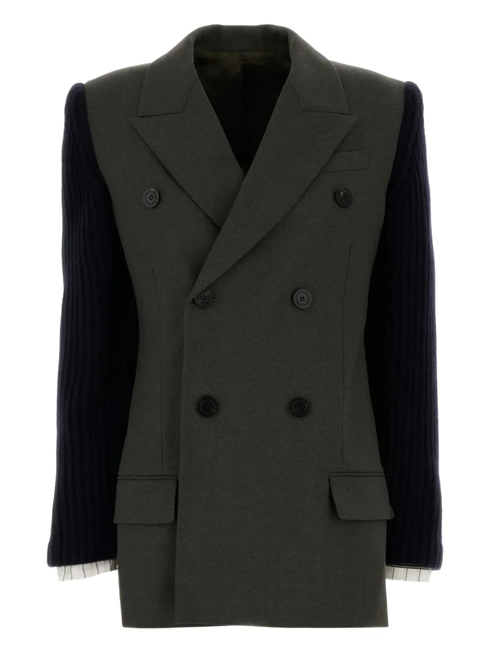 Jean Paul Gaultier Double-breasted Wool Blend Blazer Pockets In Green