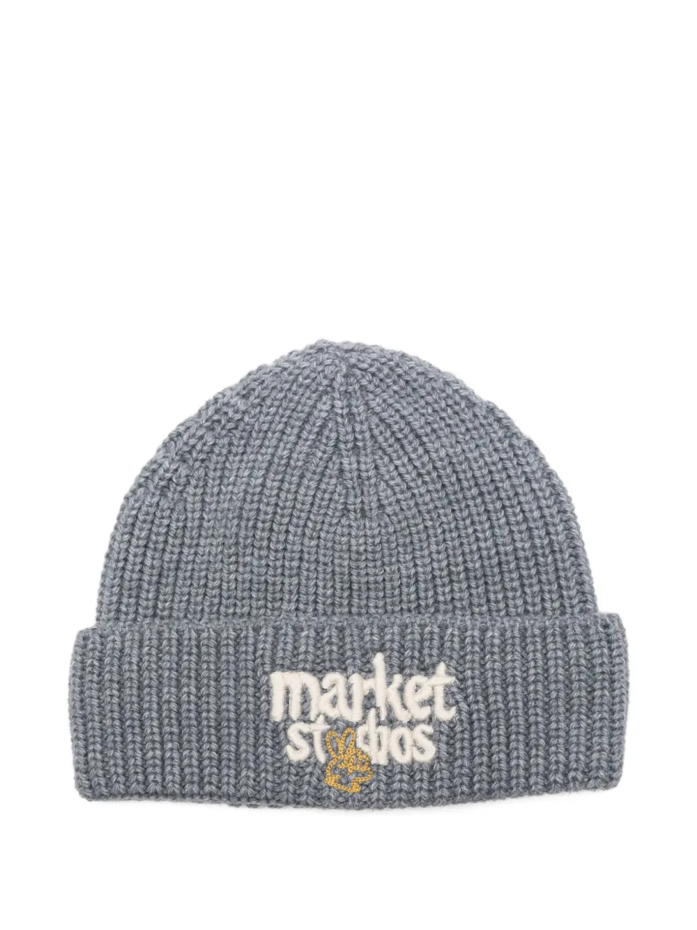 Market Kids' Ribbed Embroidered Beanie In Gray