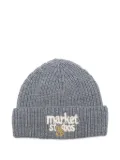 MARKET ribbed embroidered beanie - Grey