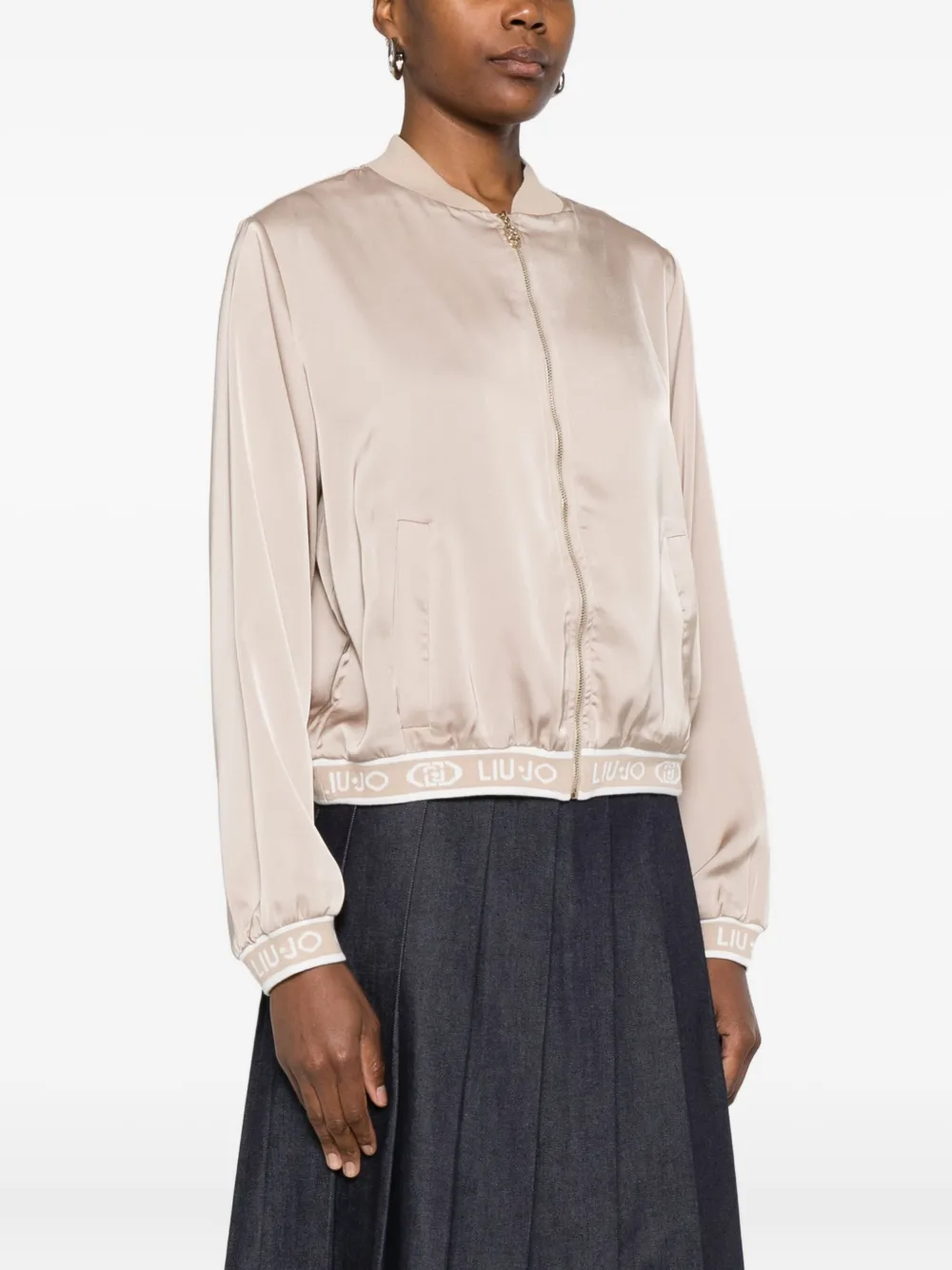 Liu •jo Zip-up Bomber Jacket In Gray