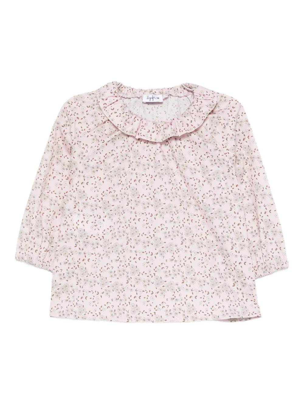 Il Gufo Ruffled Floral-print Blouse In Pink