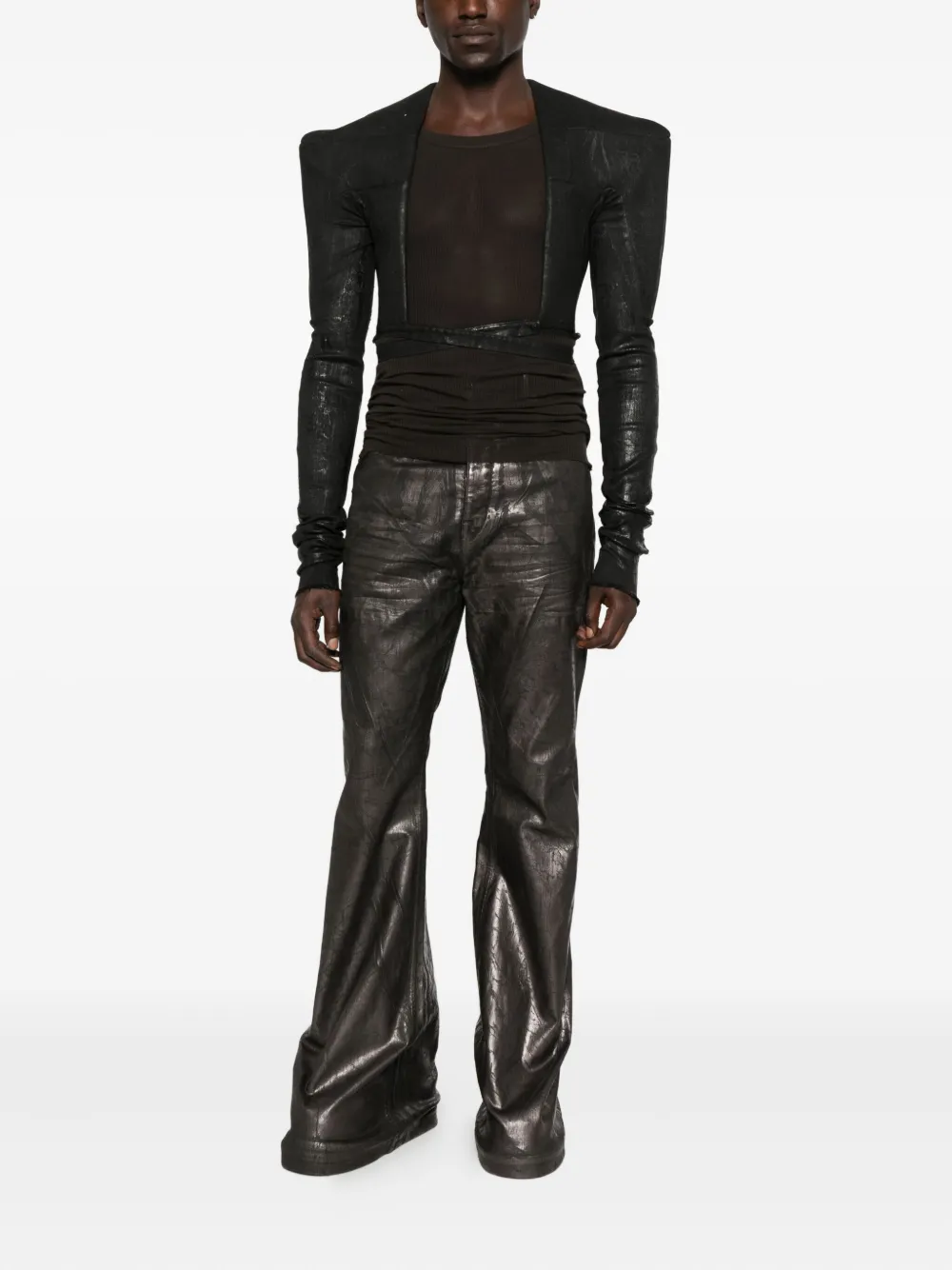 Rick Owens DRKSHDW Flared jeans met gebarsten effect - Bruin