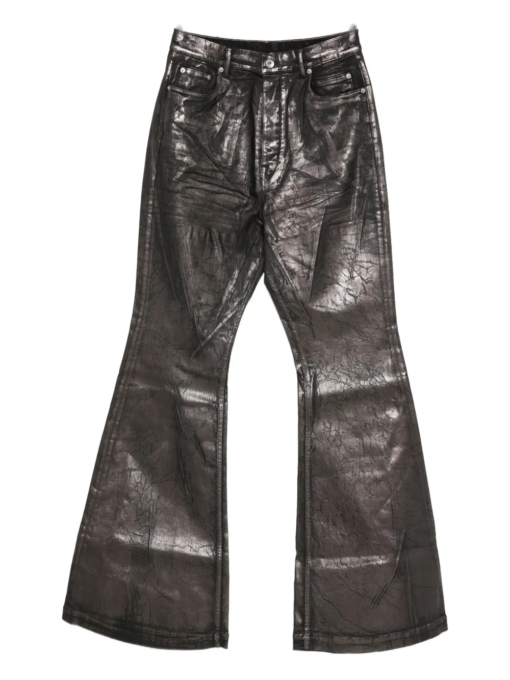Rick Owens Drkshdw Crackled-effect Flared Jeans In Brown