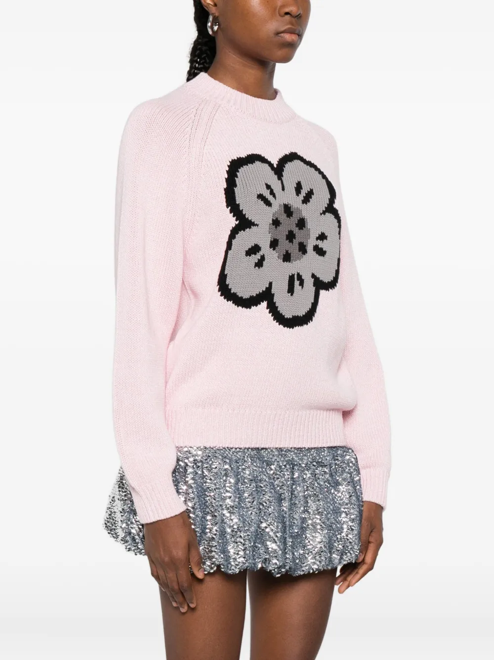 Kenzo Trui met bloemenpatroon en ronde hals Roze