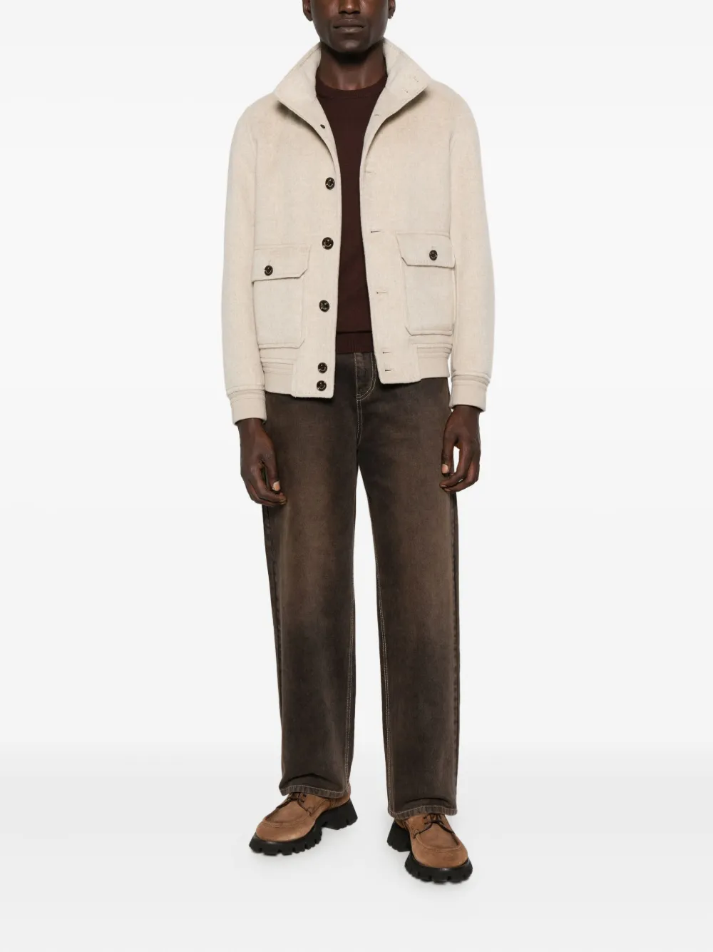 Montecore Cashmere Bomber Jacket In Neutral