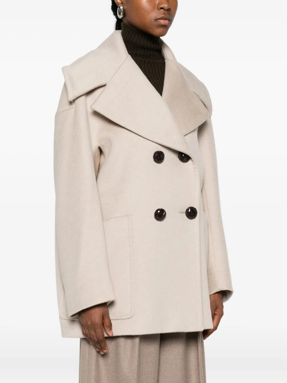 Max Mara Cashmere Double-breasted Jacket In Brown