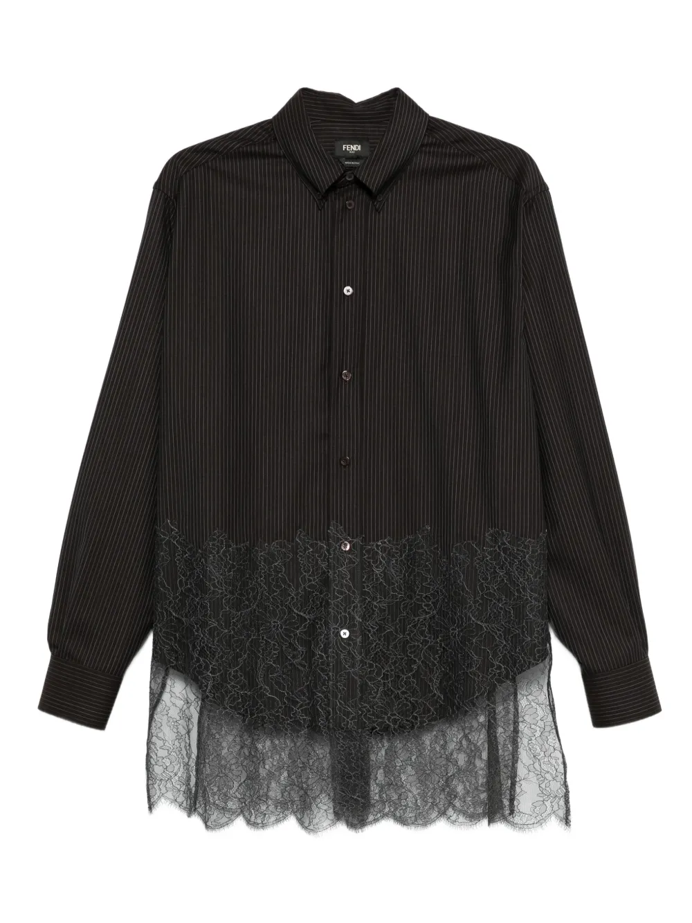 FENDI striped lace shirt | Brown | Image 1