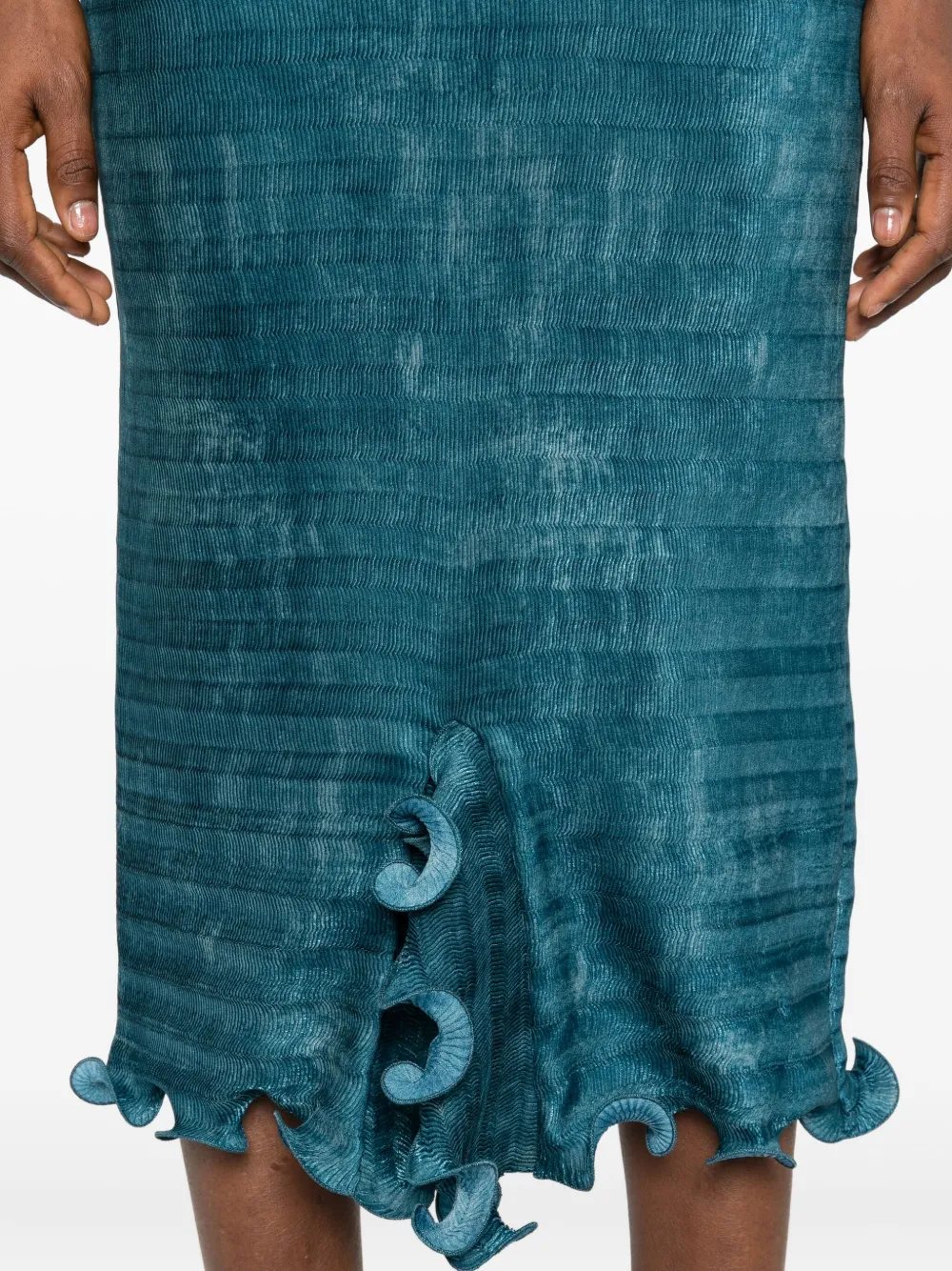 FENDI Midi-jurk met ruches en knopen Blauw