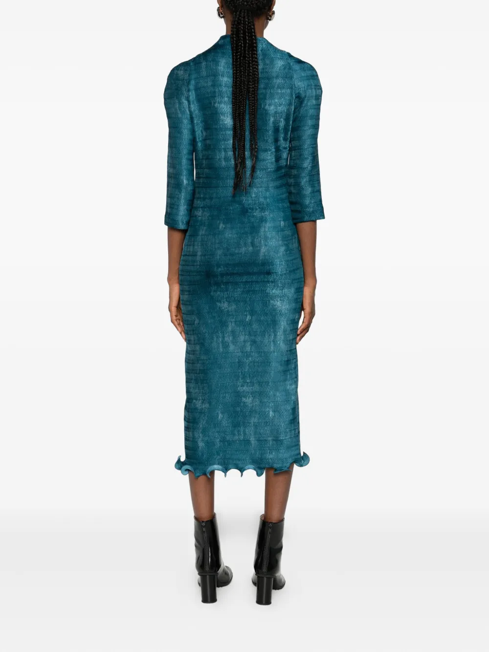 FENDI Midi-jurk met ruches en knopen Blauw