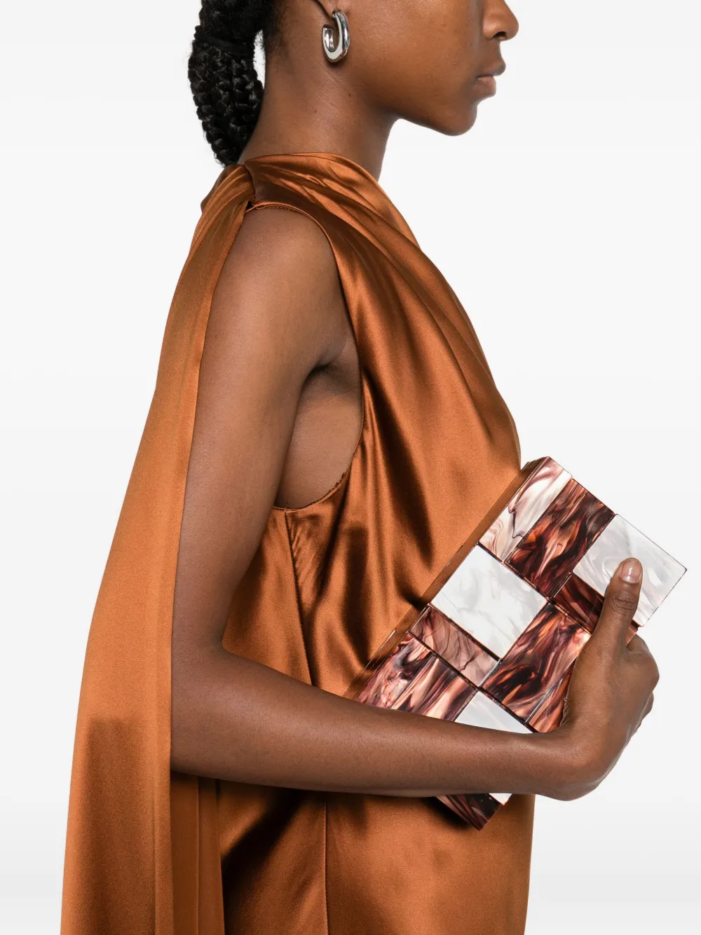 Max Mara Draped Silk Midi Dress In Brown