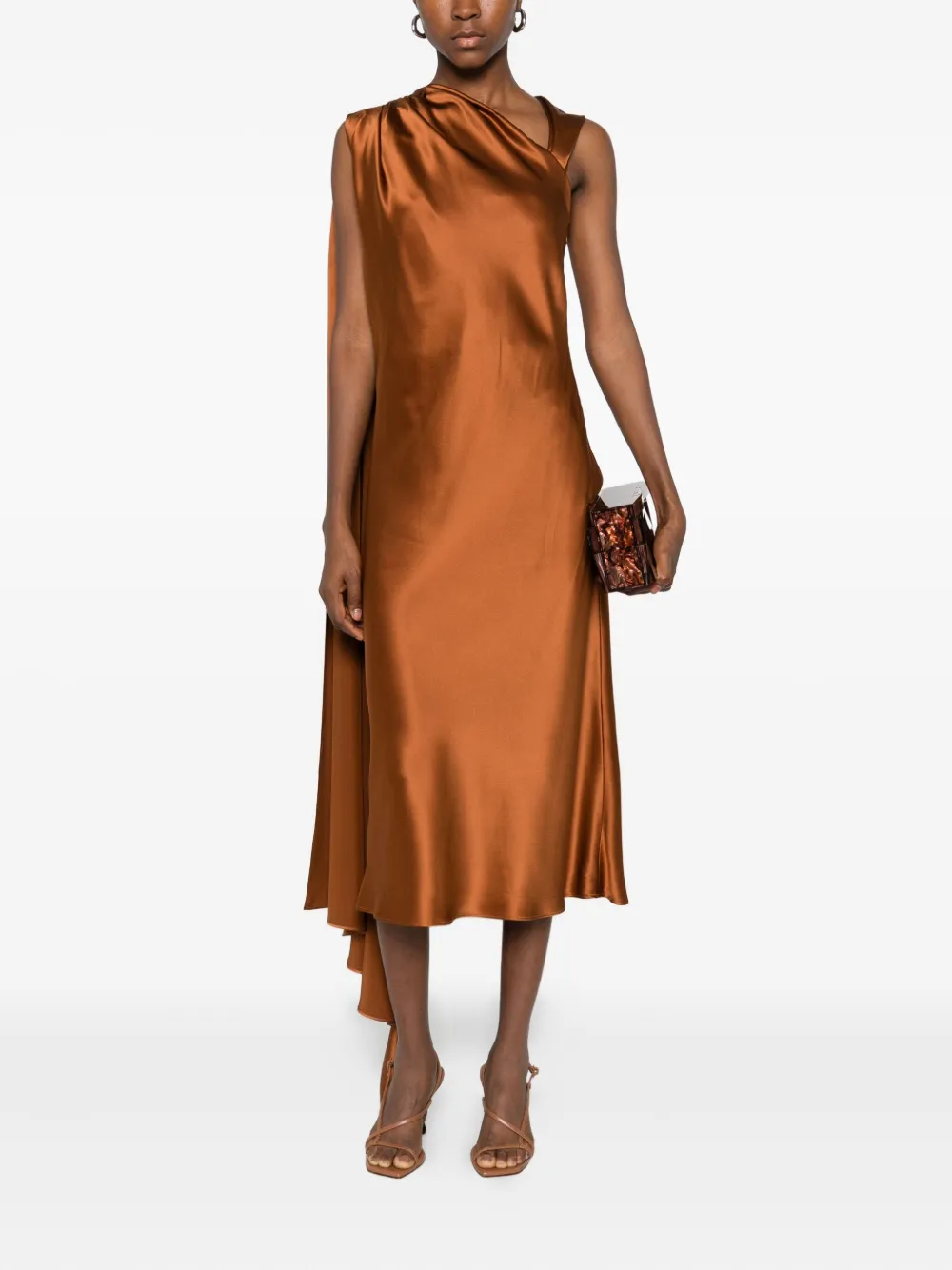 Max Mara Gedrapeerde midi-jurk - Bruin
