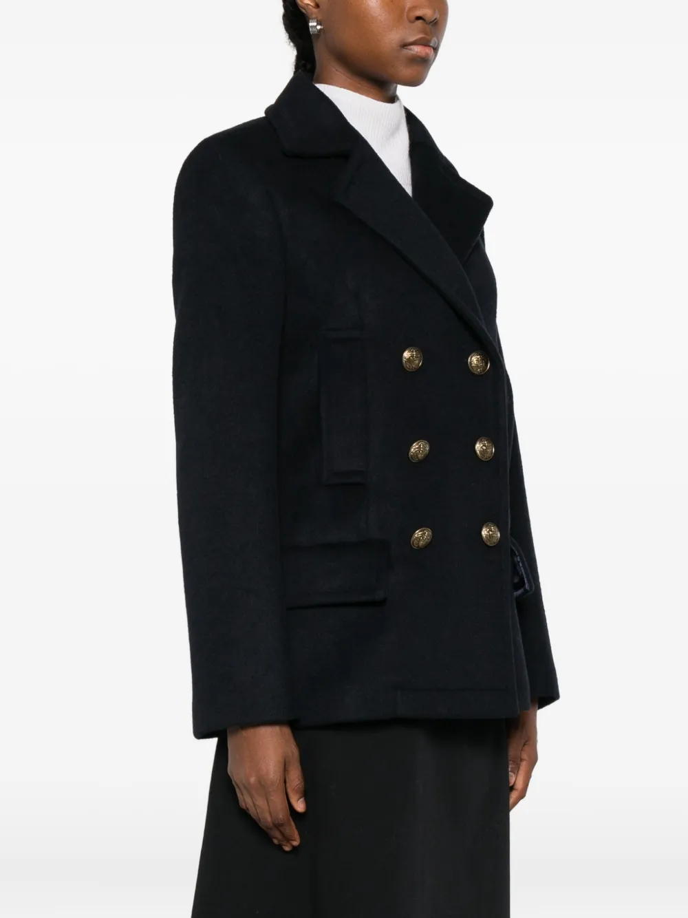 Dondup Double-breasted Coat In Black