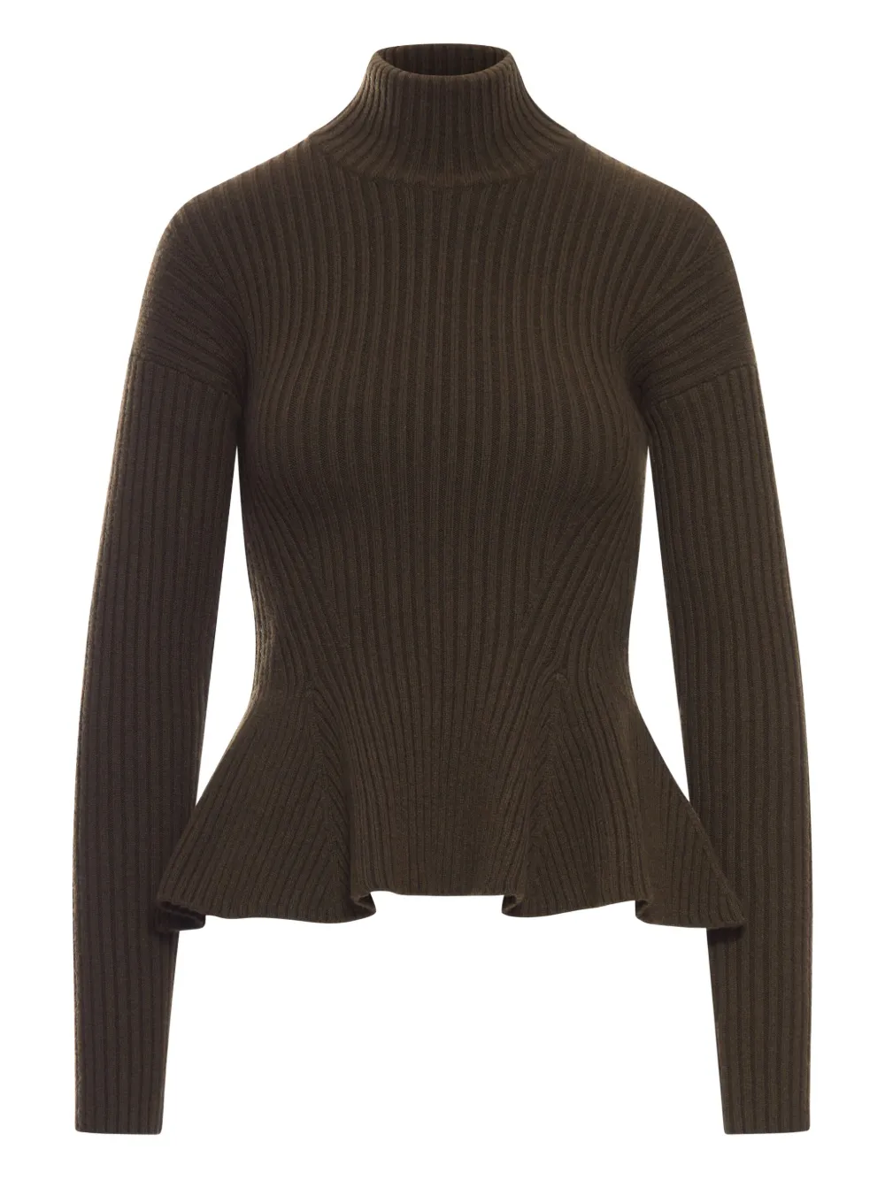 Max Mara Ribbed Wool Cashmere Turtleneck Sweater In Animal Print