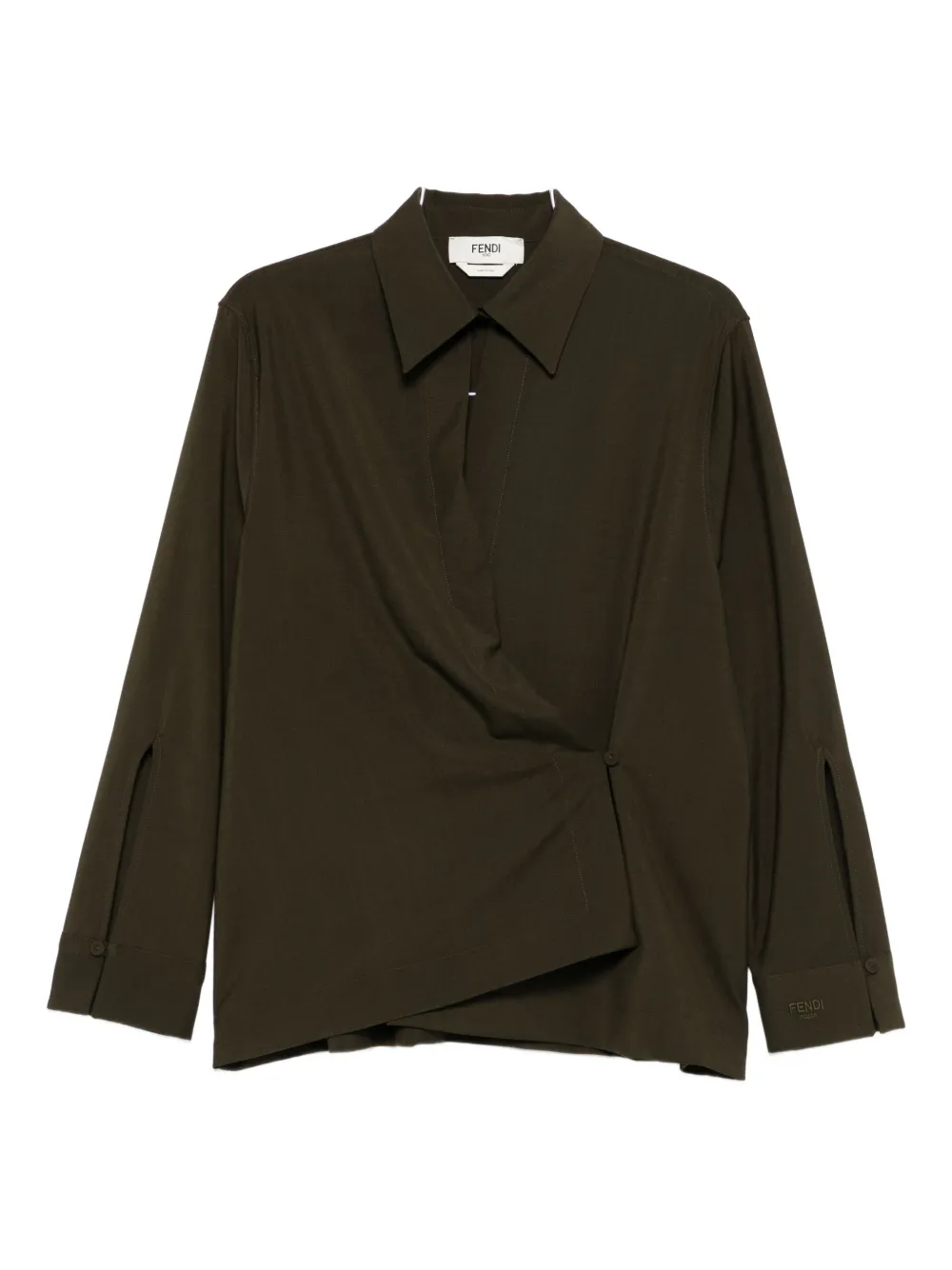 Fendi Ff Jacquard Silk Shirt In Green