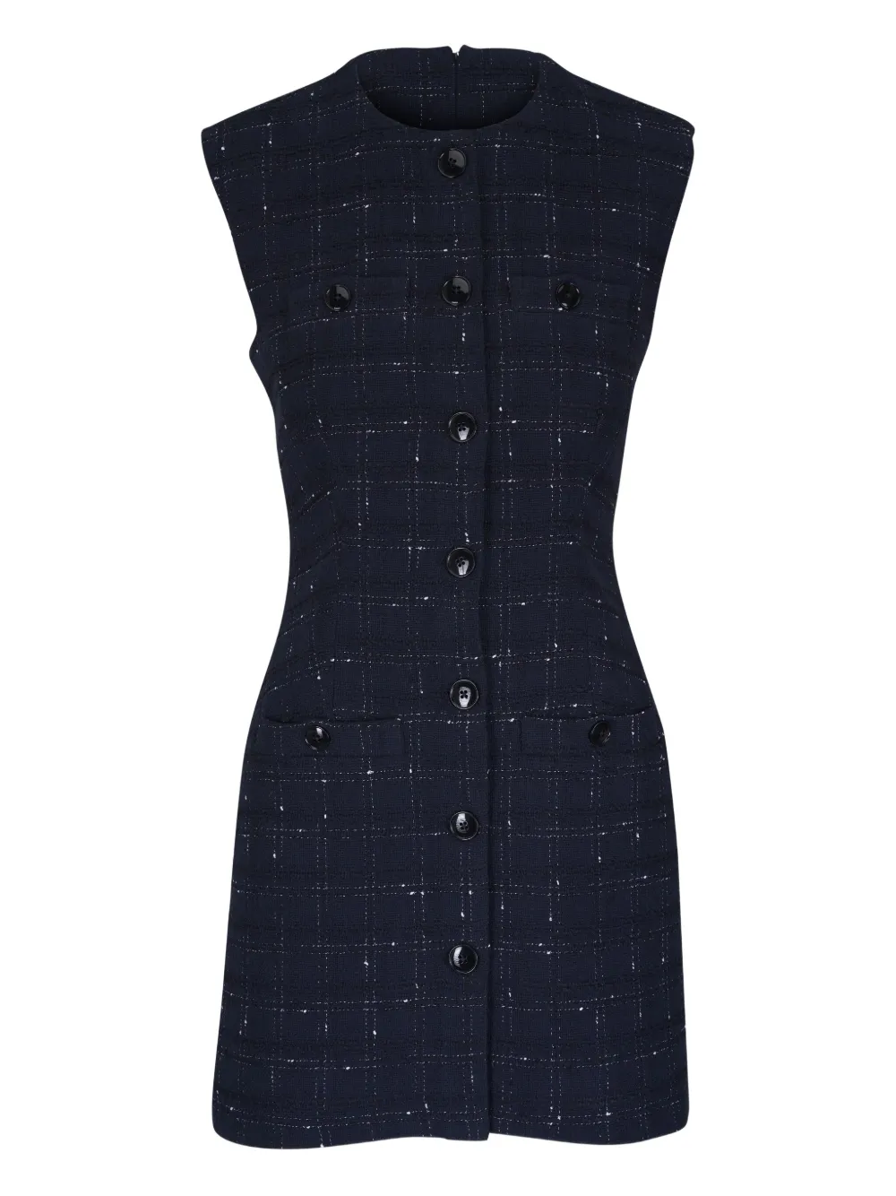 Veronica Beard Checked Sleeveless Mini Dress In Blue