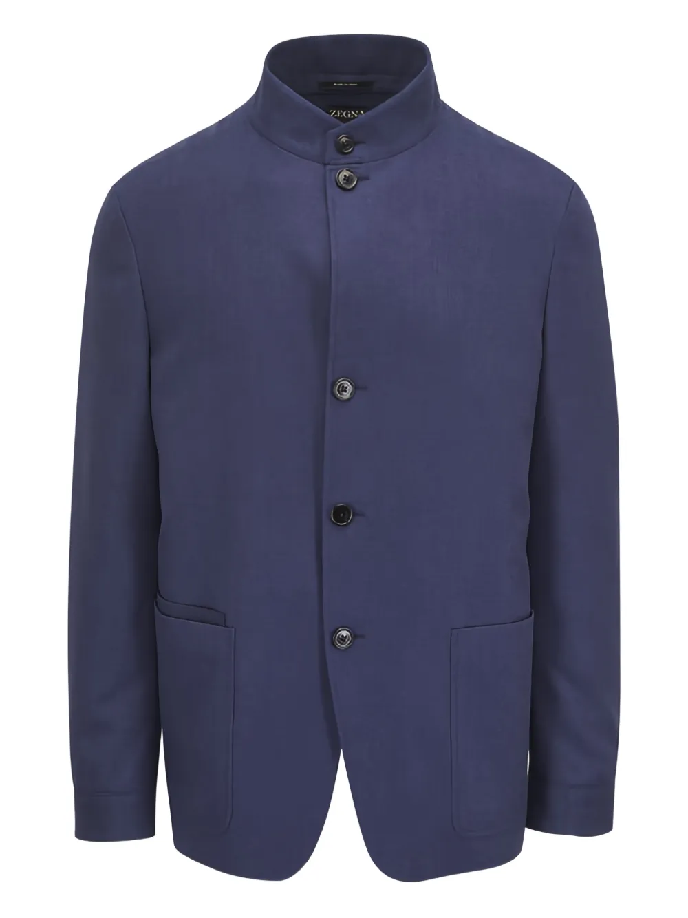 Zegna buttoned collarless jacket - Blu