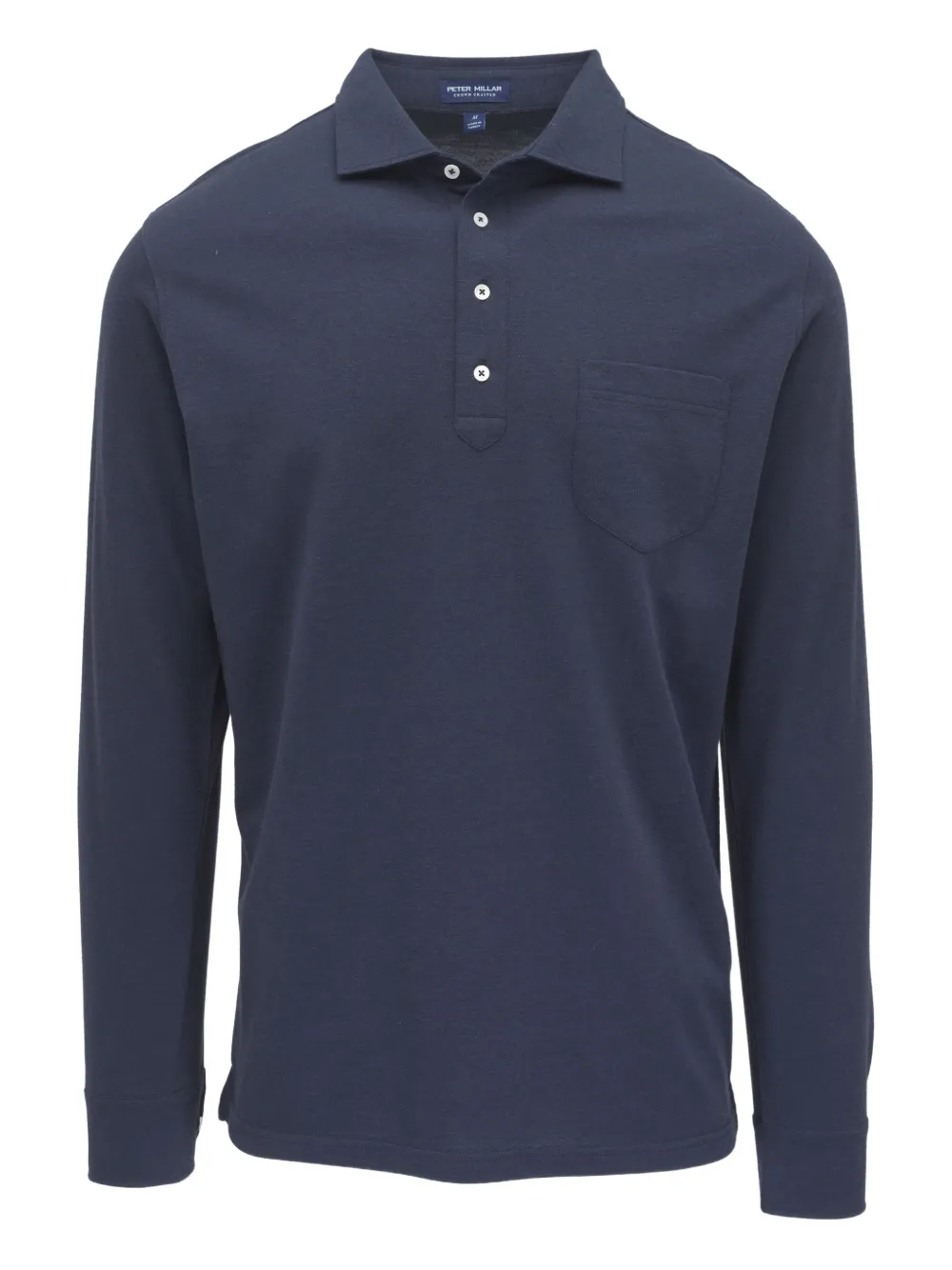 Peter Millar Long-sleeved Pocket Polo Shirt In Blue