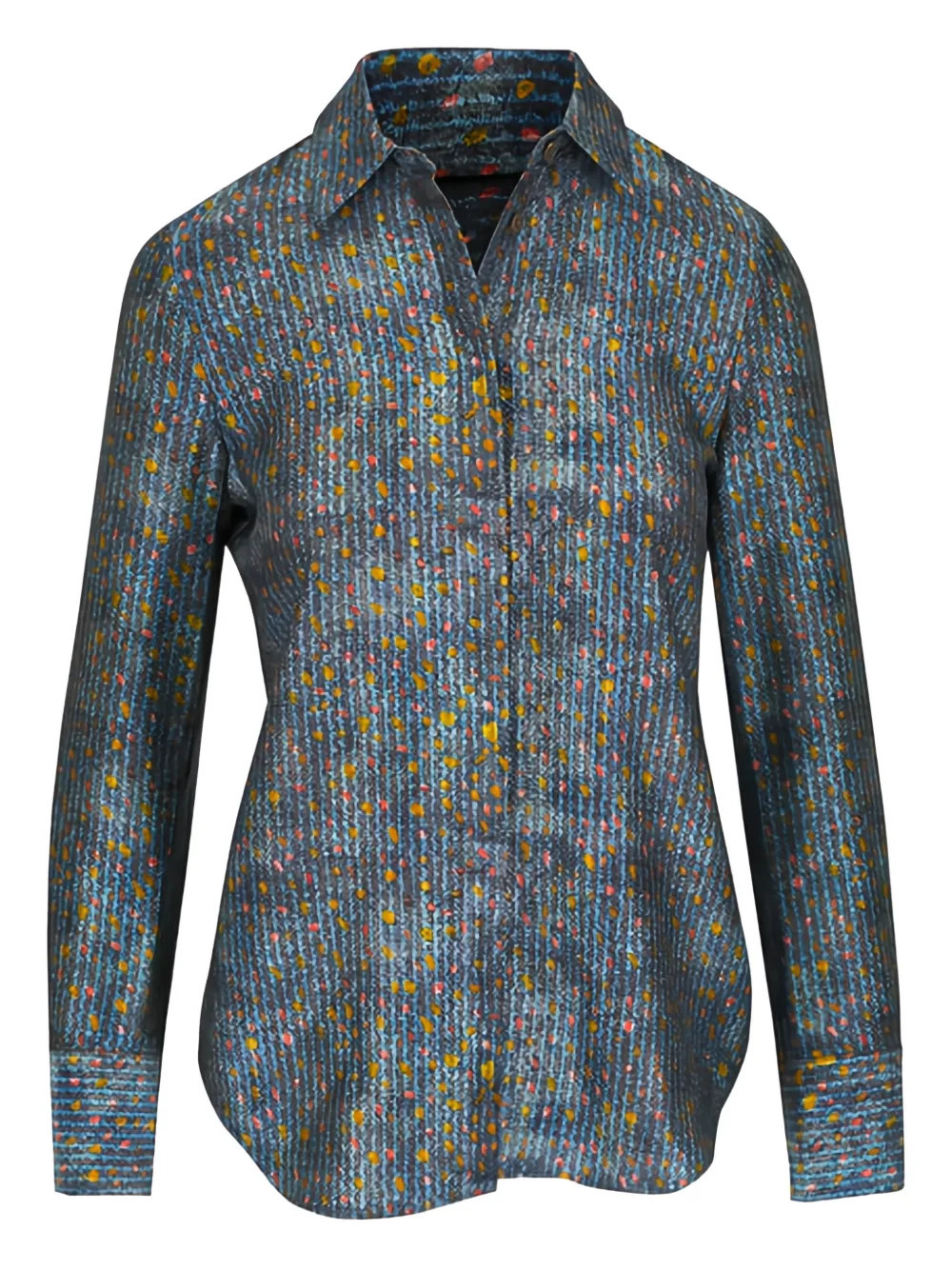 Lafayette 148 patterned button-up shirt - Blue