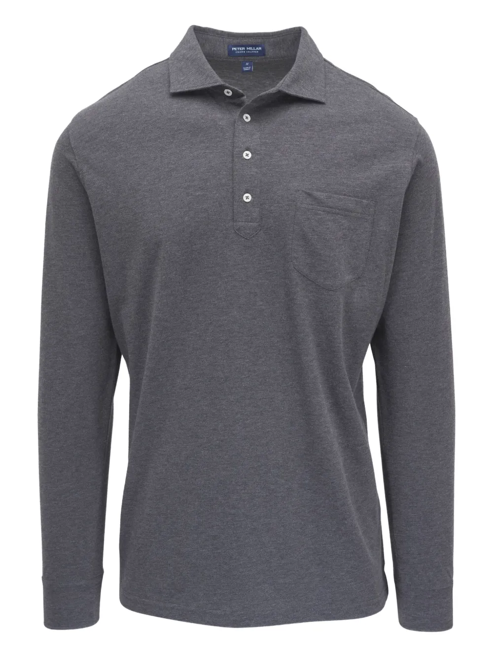 Peter Millar Long-sleeved Pocket Polo Shirt In Gray