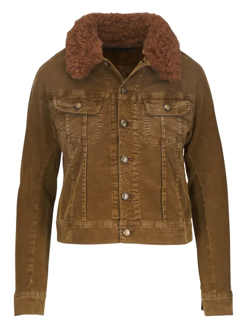 R13 fleece-collar corduroy jacket