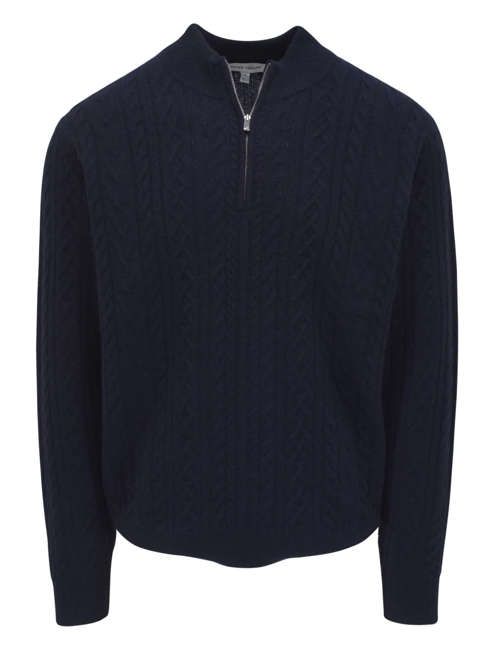 Peter Millar Crescent Ridge Cable Knit Quarter Zip Sweater In Blue
