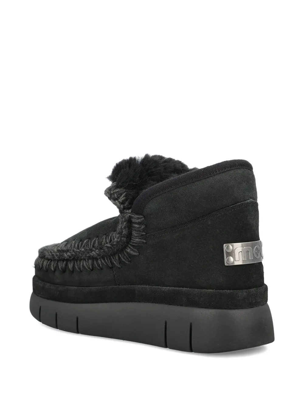 Mou Bounce braided-trim shearling ankle boots Black